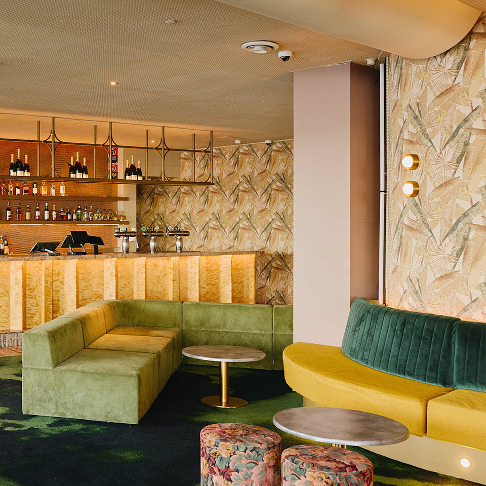 Commercial patterned wallpaper interior