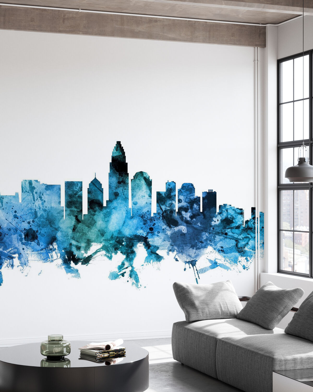 Charlotte-inspired wall mural in a living space