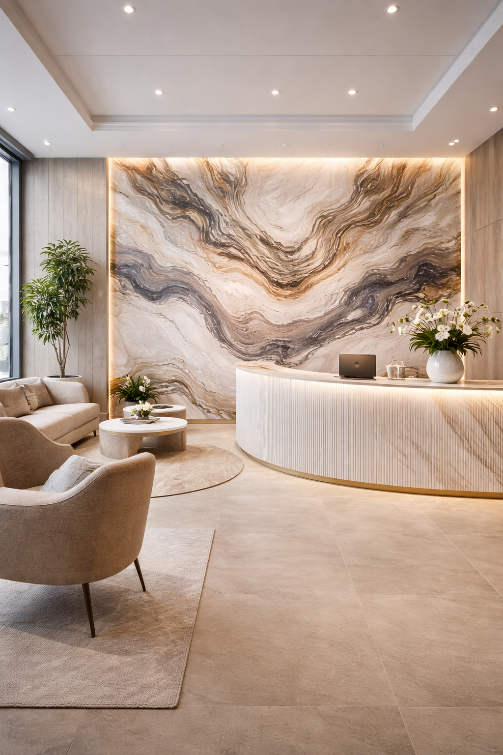 Commercial wallpaper interior detail